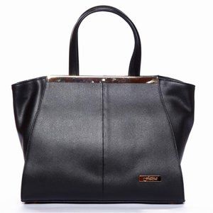 Fatima Black Oversize Italian Leather Handbag